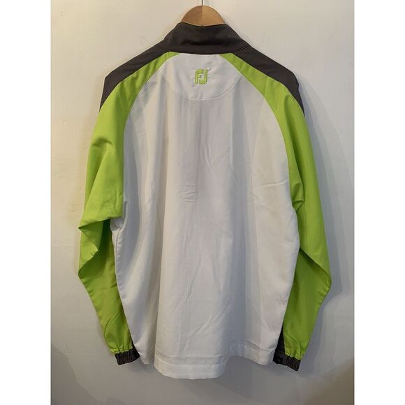 Footjoy 1/4 Zip Jacket White Green Men's Large Long Sleeve Golf Rain Jacket - Picture 6 of 11